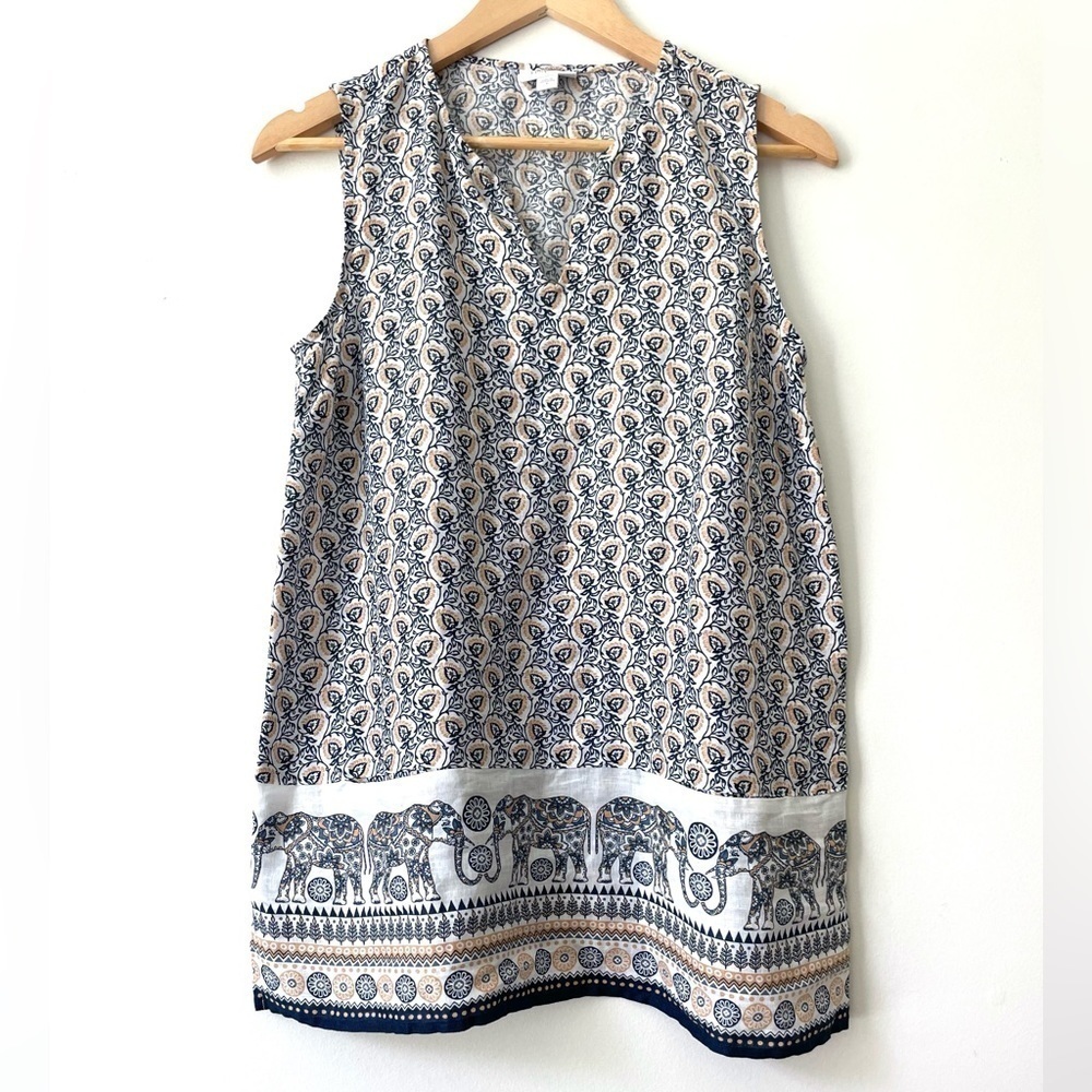 J. Jill linen elephant boho print tank. Size S.